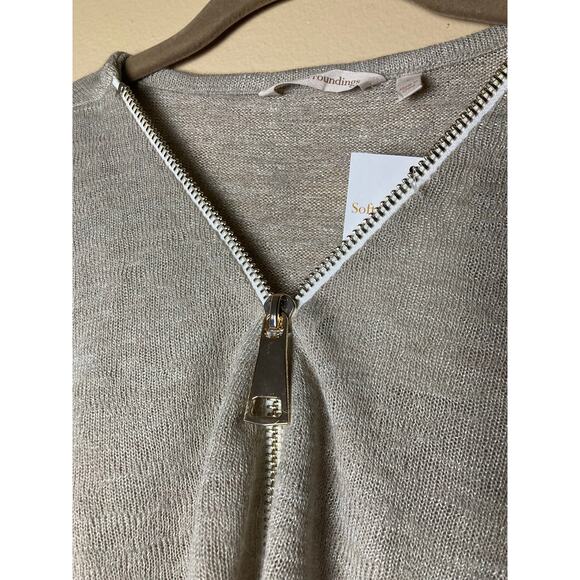 NWT Soft Surroundings Beige Pullover Top w/Zipper Sz L - Picture 7 of 8